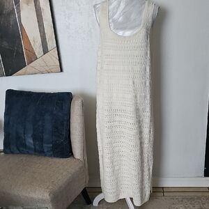 Old Navy Cream Crochet Tank Maxi Dress